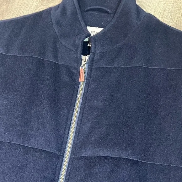 Peter Millar Large Wool Cashmere Blend Lux Insulated Dress Vest Leather Detail - Picture 3 of 11